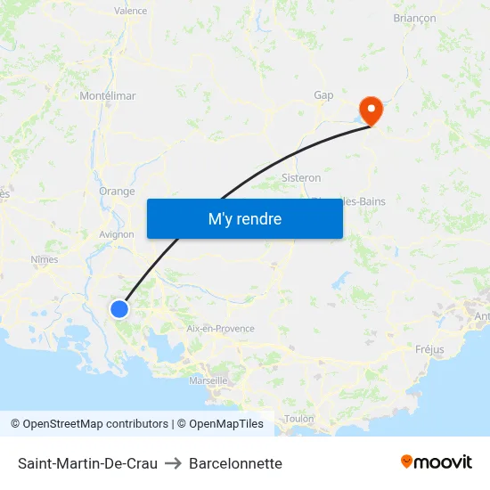 Saint-Martin-De-Crau to Barcelonnette map