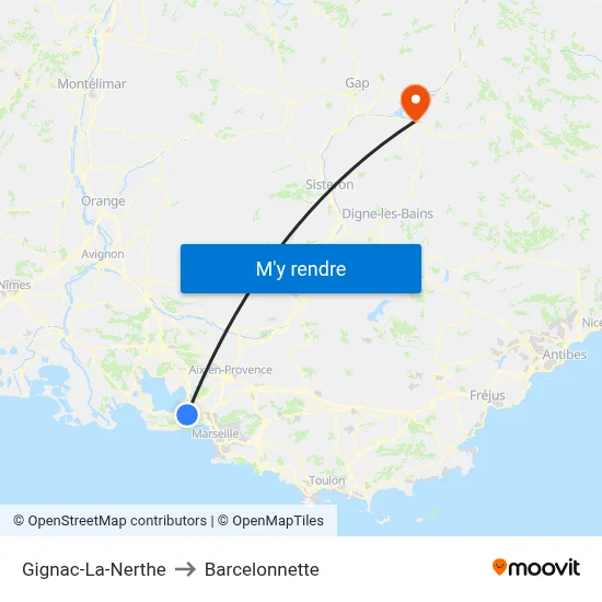 Gignac-La-Nerthe to Barcelonnette map