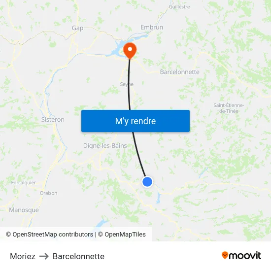 Moriez to Barcelonnette map