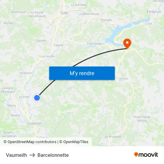 Vaumeilh to Barcelonnette map