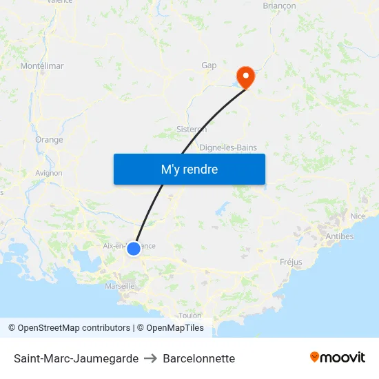 Saint-Marc-Jaumegarde to Barcelonnette map