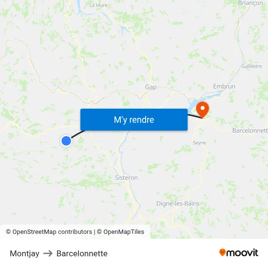 Montjay to Barcelonnette map