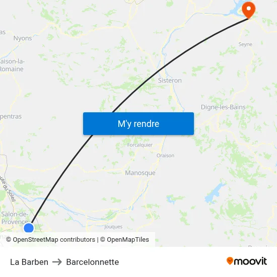 La Barben to Barcelonnette map