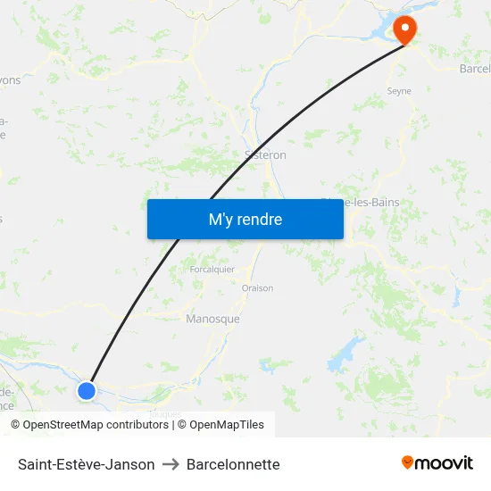 Saint-Estève-Janson to Barcelonnette map