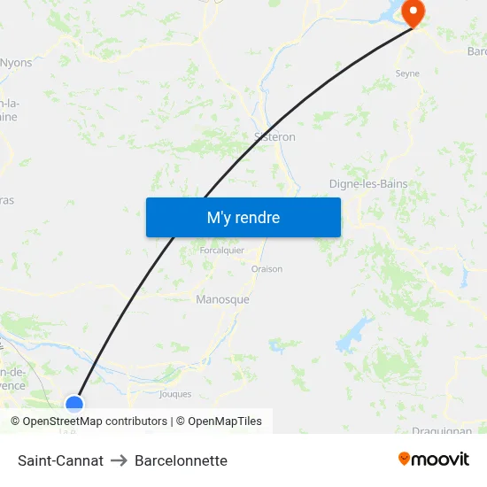 Saint-Cannat to Barcelonnette map