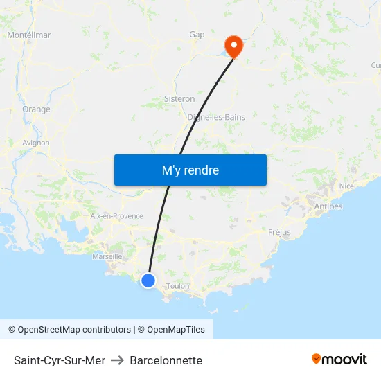 Saint-Cyr-Sur-Mer to Barcelonnette map