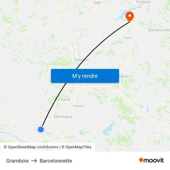 Grambois to Barcelonnette map