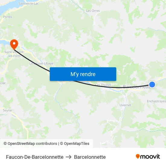 Faucon-De-Barcelonnette to Barcelonnette map