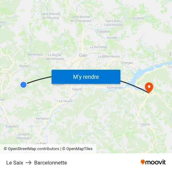 Le Saix to Barcelonnette map