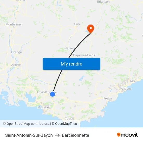 Saint-Antonin-Sur-Bayon to Barcelonnette map