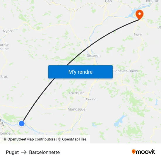 Puget to Barcelonnette map