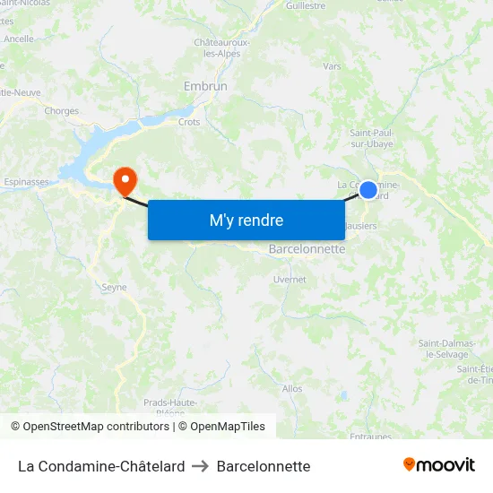 La Condamine-Châtelard to Barcelonnette map