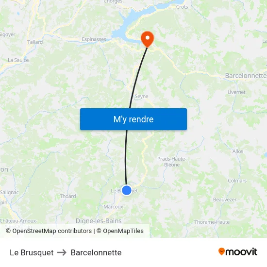 Le Brusquet to Barcelonnette map