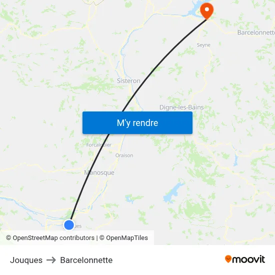 Jouques to Barcelonnette map