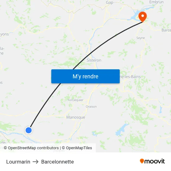 Lourmarin to Barcelonnette map