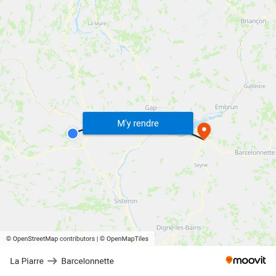 La Piarre to Barcelonnette map