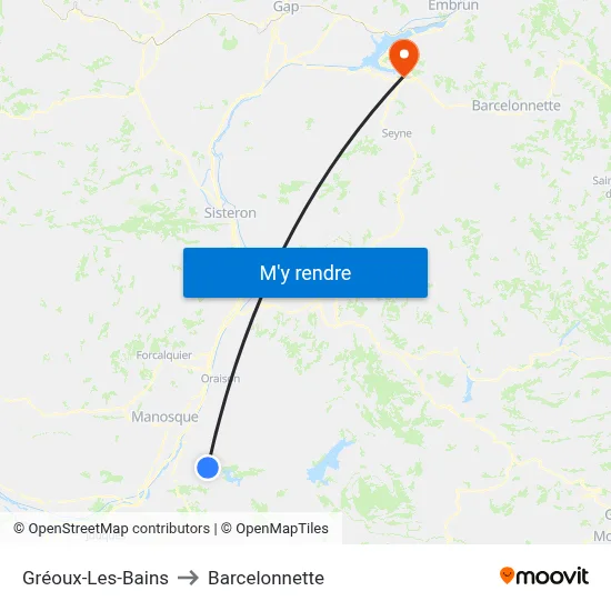 Gréoux-Les-Bains to Barcelonnette map