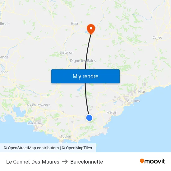 Le Cannet-Des-Maures to Barcelonnette map