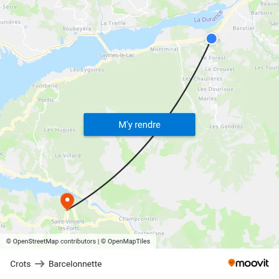 Crots to Barcelonnette map