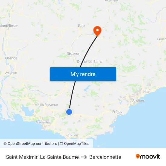 Saint-Maximin-La-Sainte-Baume to Barcelonnette map