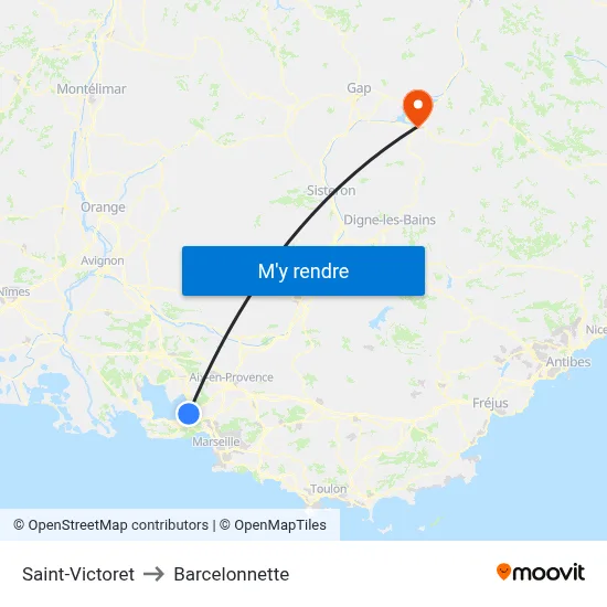 Saint-Victoret to Barcelonnette map