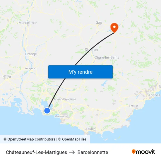 Châteauneuf-Les-Martigues to Barcelonnette map