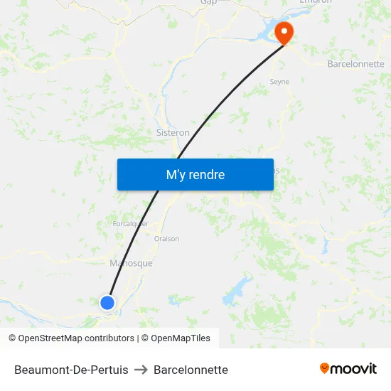 Beaumont-De-Pertuis to Barcelonnette map