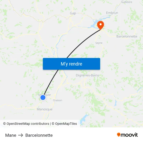 Mane to Barcelonnette map