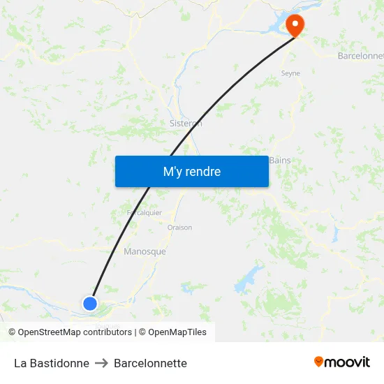 La Bastidonne to Barcelonnette map