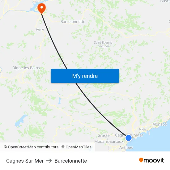 Cagnes-Sur-Mer to Barcelonnette map
