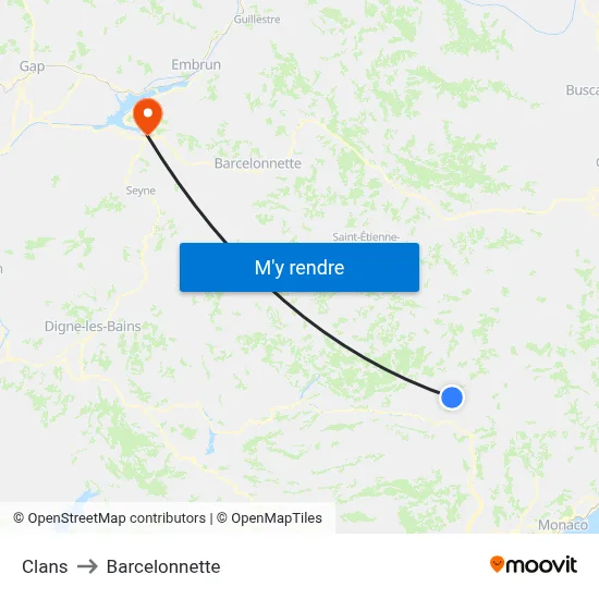 Clans to Barcelonnette map