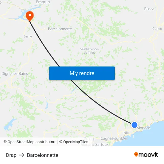 Drap to Barcelonnette map