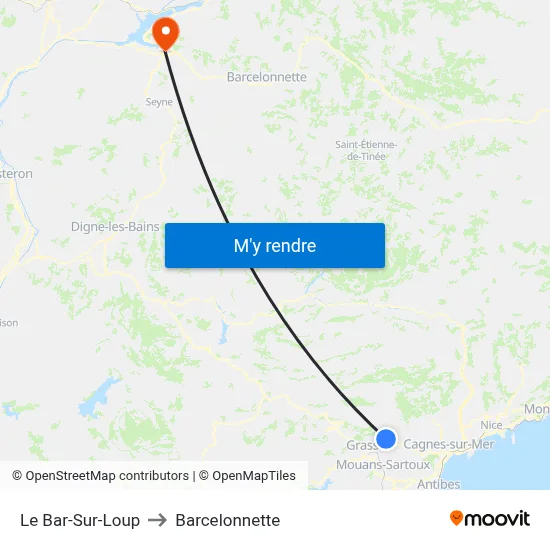 Le Bar-Sur-Loup to Barcelonnette map