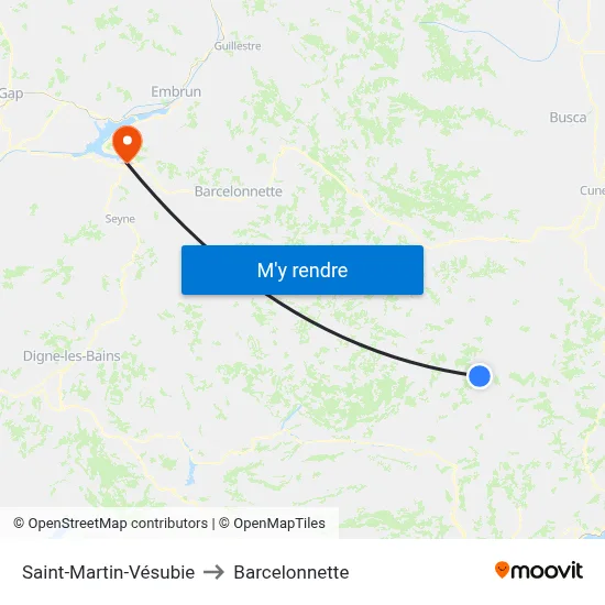 Saint-Martin-Vésubie to Barcelonnette map