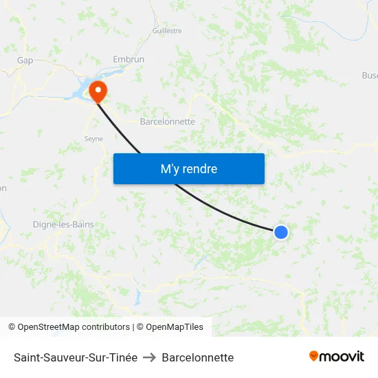 Saint-Sauveur-Sur-Tinée to Barcelonnette map