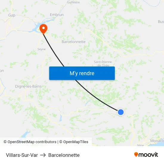 Villars-Sur-Var to Barcelonnette map