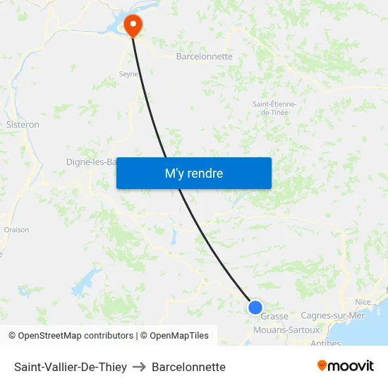 Saint-Vallier-De-Thiey to Barcelonnette map