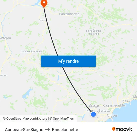 Auribeau-Sur-Siagne to Barcelonnette map