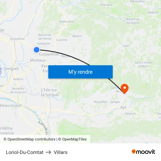 Loriol-Du-Comtat to Villars map