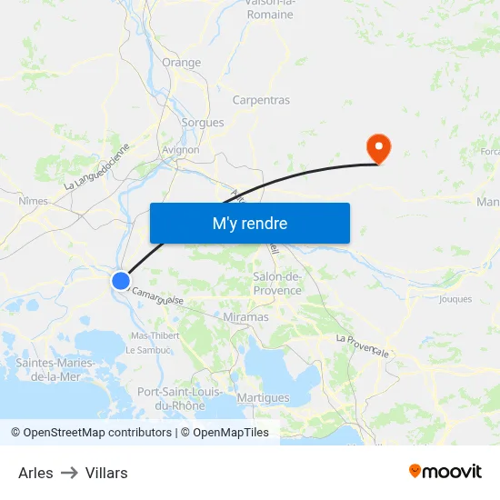 Arles to Villars map