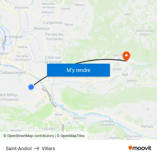 Saint-Andiol to Villars map