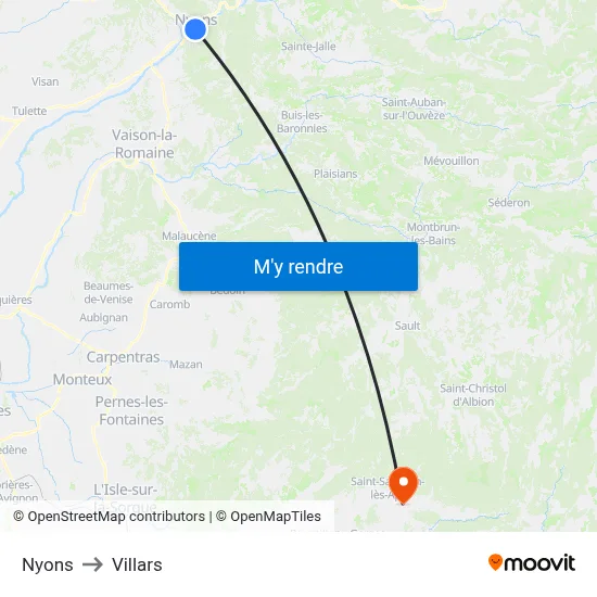 Nyons to Villars map