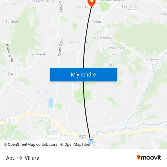Apt to Villars map