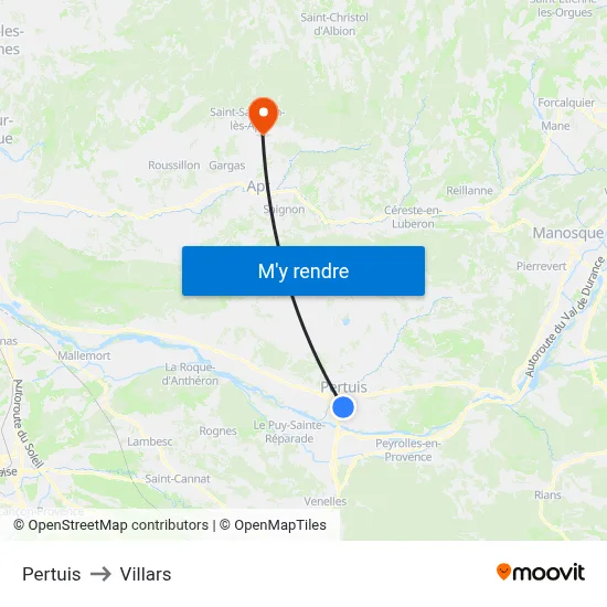 Pertuis to Villars map
