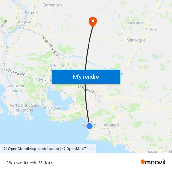 Marseille to Villars map