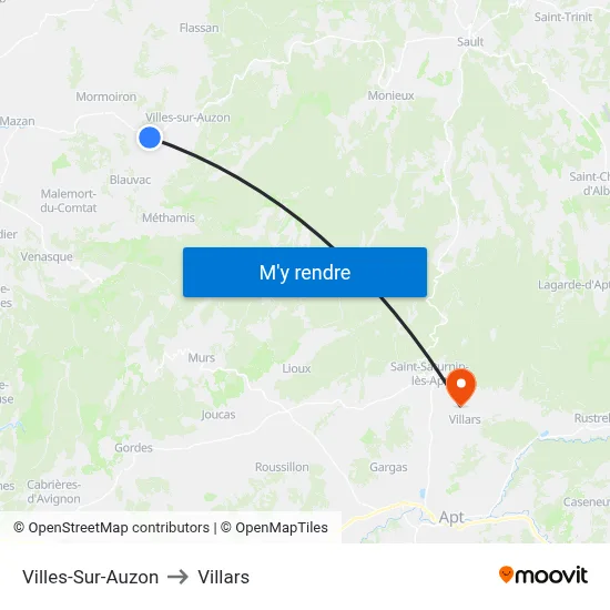 Villes-Sur-Auzon to Villars map