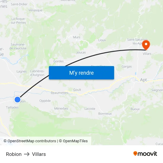 Robion to Villars map