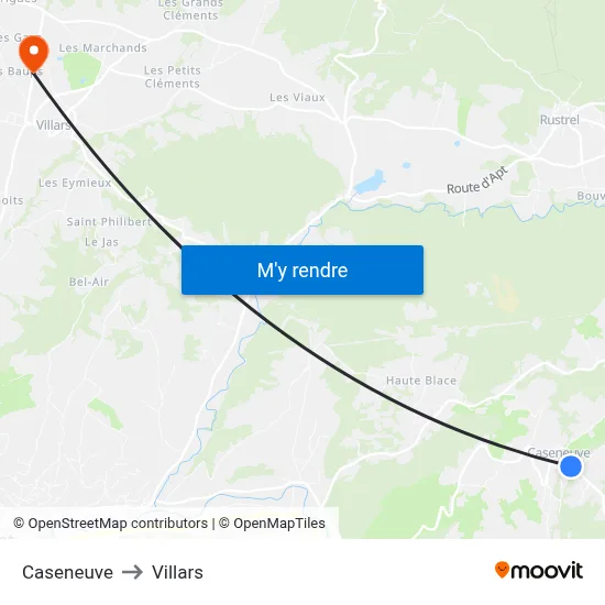 Caseneuve to Villars map