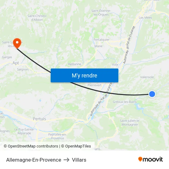 Allemagne-En-Provence to Villars map