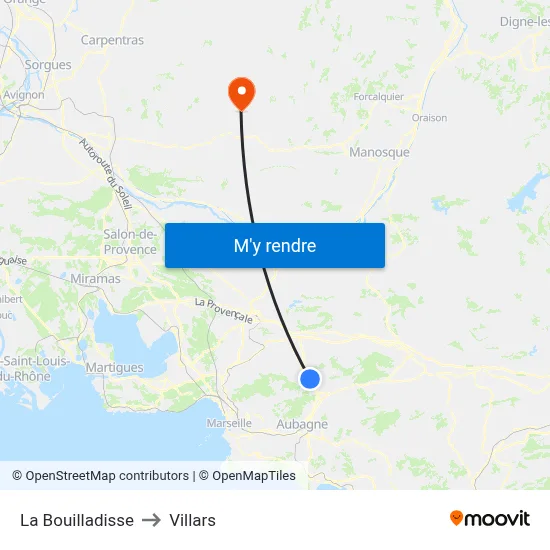 La Bouilladisse to Villars map
